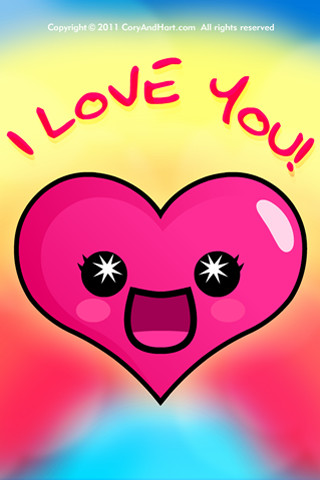 Pink heart face i love - net art free wallpaper for mobile