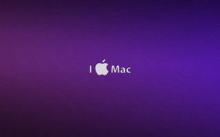 Purple apple logo i mac - side and the words free wallpaper