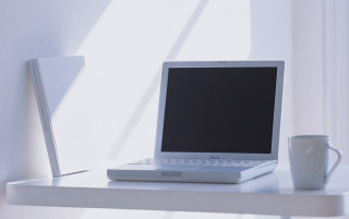 Laptop coffee book white desk - a cup of coffee and a book free wallpaper