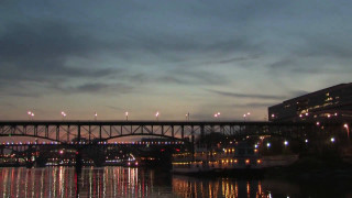 Bridge river boat night lights - a bridge over a river free wallpaper