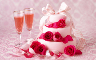 Wedding cake pink roses wine - pastel free wallpaper