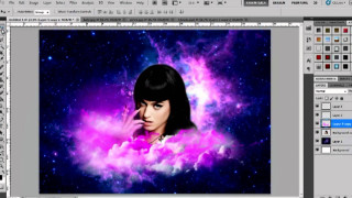 Woman purple stars space aurora - a picture of a woman free wallpaper