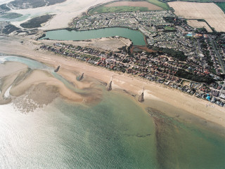 Aerial beach city plane window - aerial free wallpaper
