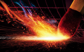 Metal cutting sparks closeup knife - a large knife free wallpaper