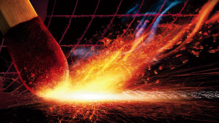 Metal fire closeup large piece - metal free wallpaper