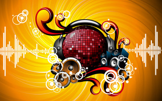 Disco ball music sound waves - circle free wallpaper for desktop