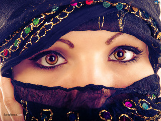 Woman veil face eyes covered - beautiful eye free wallpaper
