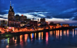 City skyline river night lights 18 - bradley walker tomlin free wallpaper