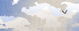 Bird flying mountain range clouds - over a mountain range free wallpaper