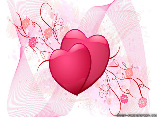 Hearts floral designs pink background 2 - two heart free wallpaper