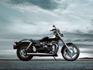 Motorcycle parked road cloudy sky 2 - fantastic realism free wallpaper