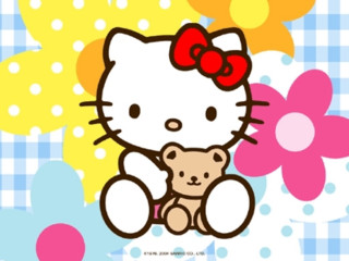 Hello kitty teddy bear checkered 2 - a teddy bear free wallpaper