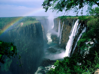 Rainbow waterfall jungle africa nature 4 - free landscape wallpaper