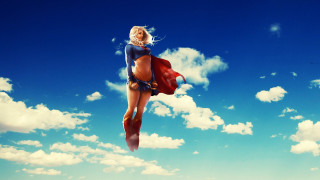 Woman bikini flying red cape - a red cape free wallpaper for desktop