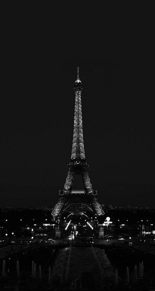 Eiffel tower black white night - free other wallpaper for mobile