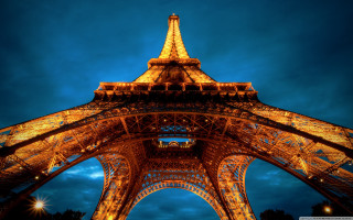 Eiffel tower night blue sky - brassaï free wallpaper
