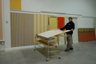 Man standing table paper striped - a sheet of paper free wallpaper