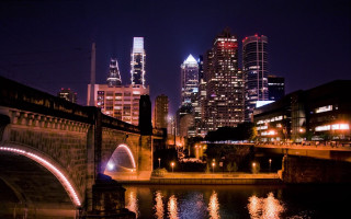 City skyline night bridge lights 6 - arlington nelson lindenmuth free wallpaper
