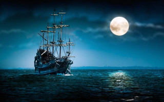 Ship ocean full moon sailing 2 - fitz henry lane free wallpaper