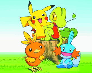 Pokemon group tree stump grass 2 - a group of pokemons free wallpaper