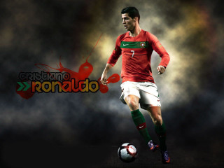 Man red shirt kicking soccer - photoshop free wallpaper