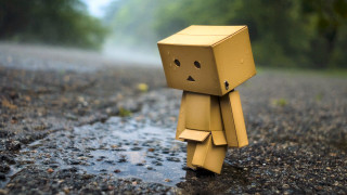 Cardboard toy sad face rainy - sad free wallpaper for desktop