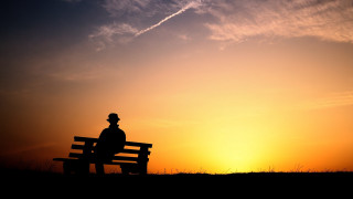 Man bench sunset plane sky 3 - a plane in the sky free wallpaper