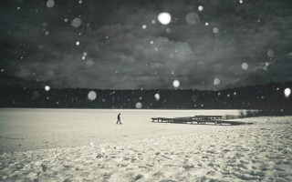 Person snow boat dock forest 2 - chris friel free wallpaper