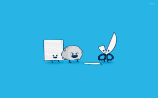 Cartoon character cutting paper scissors - a piece of paper free wallpaper