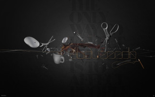 Scissors spoon black background gold 2 - spoon free wallpaper