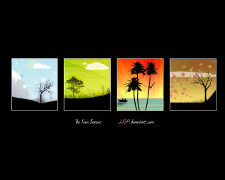 Trees sunset stars clouds paintings - a series free wallpaper for desktop