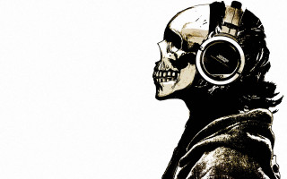 Skull headphones jacket black white 2 - punk art free wallpaper