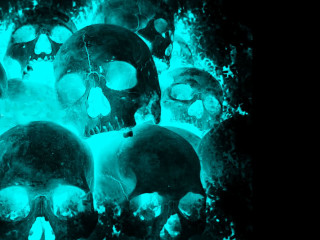 Skulls dark blue light black - a green glow free wallpaper