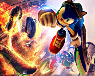 Sonic character running city fire - sonic free wallpaper for desktop