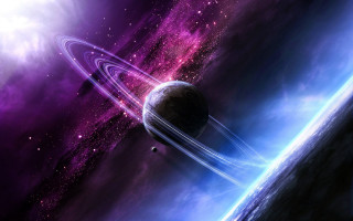 Planet ring purple space stars - a planet free wallpaper