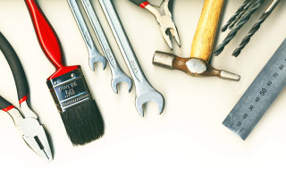 Tools arranged white surface ruler - a white surface free wallpaper