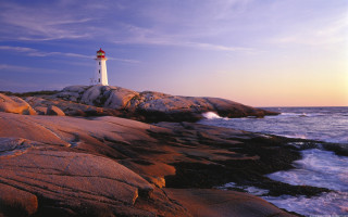 Lighthouse rocky shore waves crashing 3 - wave free wallpaper