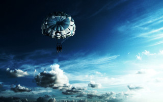 Large white balloon blue sky - the background and a person free wallpaper