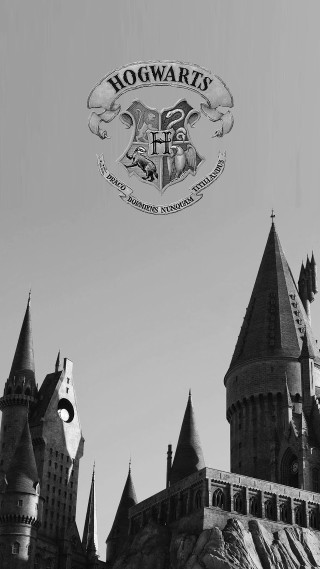 Hogwarts castle black white photo - a sign above free wallpaper