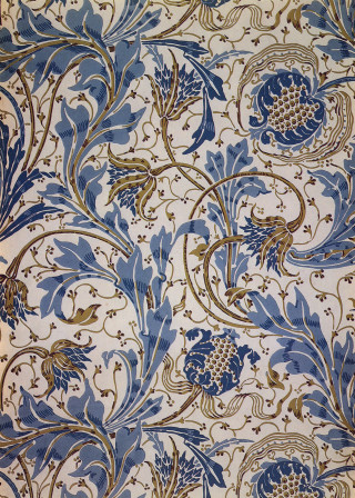 Blue gold wallpaper floral design - side and a bird free wallpaper for mobile