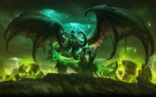 Demonic dragon green eyes wings - large wing free wallpaper