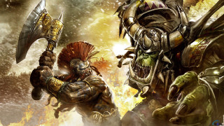 Demonic men battle demon background - huge free wallpaper