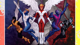 Superheroes painting woman wings man - a group of superheros free wallpaper