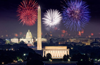 Fireworks washington monument capitol building - arlington nelson lindenmuth free wallpaper