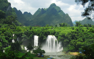 Waterfall lush forest lake mountains 2 - dai xi free wallpaper for desktop