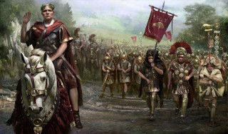 Man horse crowd roman costumes - cinematic concept art free wallpaper