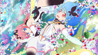 Anime girls field flowers grass - a field of flowers and grass free wallpaper