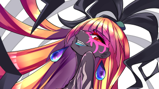 Cartoon girl long hair pink - purple eye free wallpaper