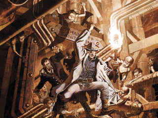 Man factory people fire mouth - western comic book art free wallpaper for desktop