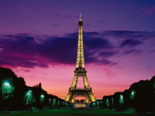 Eiffel tower night pink sky 5 - paris school free wallpaper for desktop